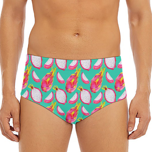 Hand Drawn Dragon Fruit Pattern Print Men's Triangle Swim Briefs