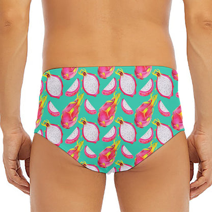 Hand Drawn Dragon Fruit Pattern Print Men's Triangle Swim Briefs