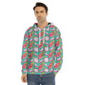 Hand Drawn Dragon Fruit Pattern Print Men's Velvet Pullover Hoodie