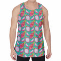 Hand Drawn Dragon Fruit Pattern Print Men's Velvet Tank Top