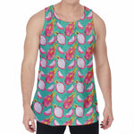 Hand Drawn Dragon Fruit Pattern Print Men's Velvet Tank Top