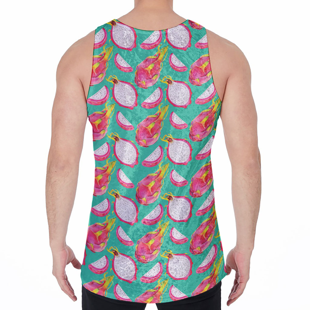 Hand Drawn Dragon Fruit Pattern Print Men's Velvet Tank Top