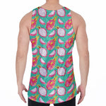 Hand Drawn Dragon Fruit Pattern Print Men's Velvet Tank Top