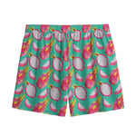 Hand Drawn Dragon Fruit Pattern Print Mesh Shorts
