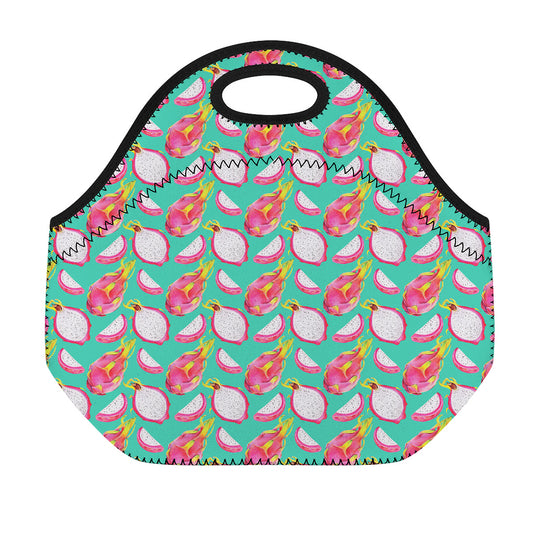 Hand Drawn Dragon Fruit Pattern Print Neoprene Lunch Bag