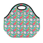 Hand Drawn Dragon Fruit Pattern Print Neoprene Lunch Bag