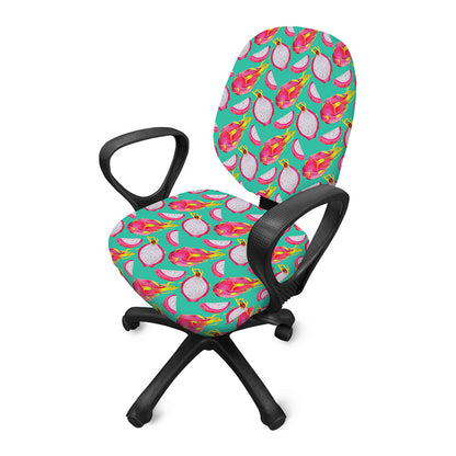 Hand Drawn Dragon Fruit Pattern Print Office Chair Cover