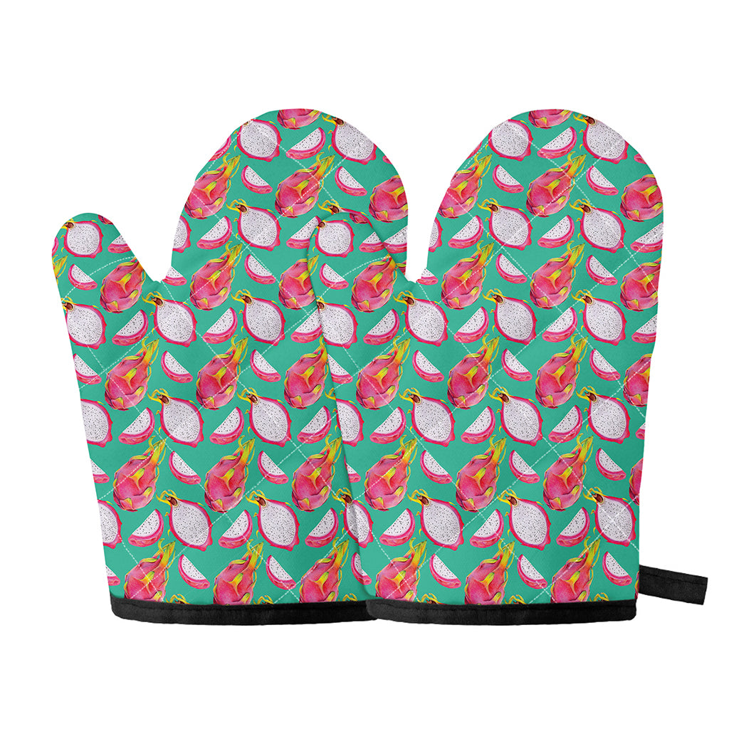 Hand Drawn Dragon Fruit Pattern Print Oven Mitts