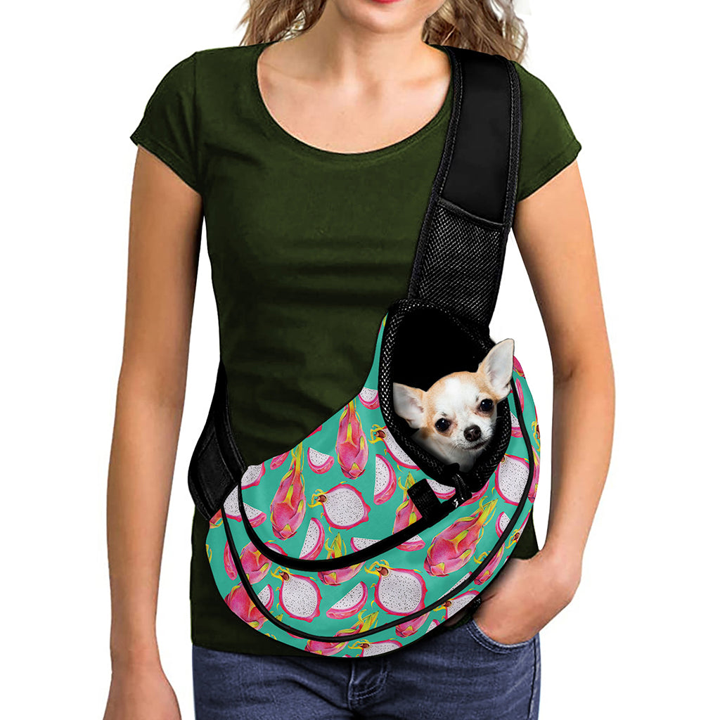 Hand Drawn Dragon Fruit Pattern Print Pet Sling Carrier