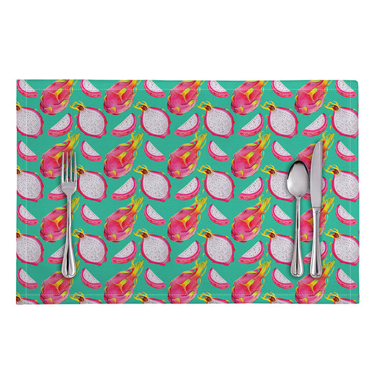 Hand Drawn Dragon Fruit Pattern Print Placemat