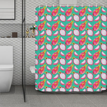 Hand Drawn Dragon Fruit Pattern Print Polyester Shower Curtain