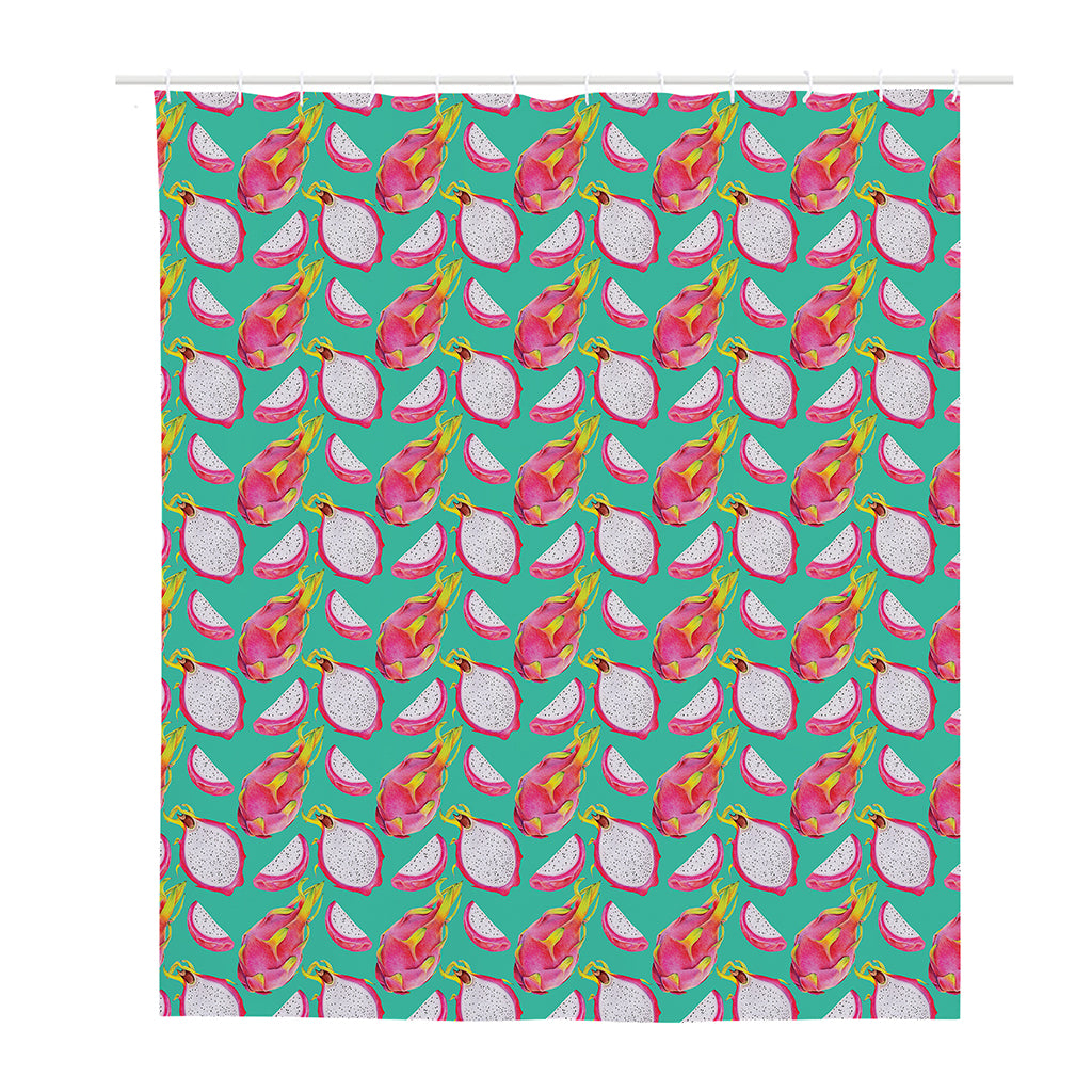 Hand Drawn Dragon Fruit Pattern Print Polyester Shower Curtain