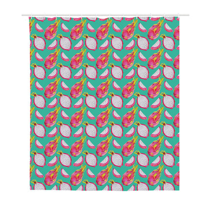 Hand Drawn Dragon Fruit Pattern Print Polyester Shower Curtain