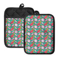 Hand Drawn Dragon Fruit Pattern Print Pot Holders With Pocket