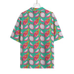 Hand Drawn Dragon Fruit Pattern Print Rayon Hawaiian Shirt