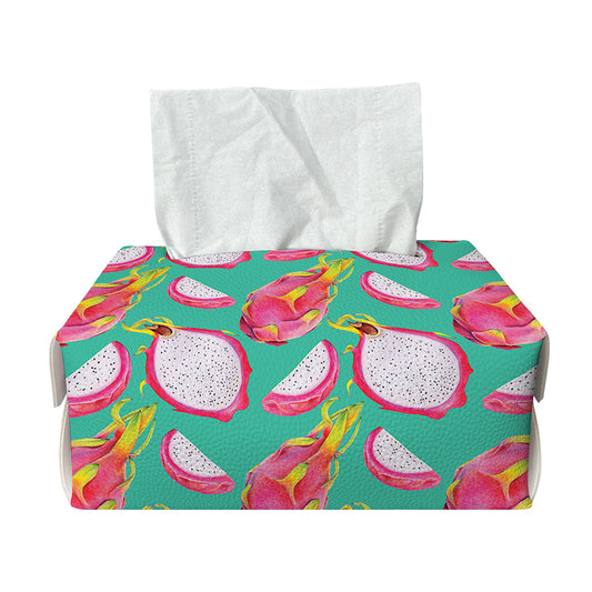 Hand Drawn Dragon Fruit Pattern Print Rectangle Tissue Box Cover