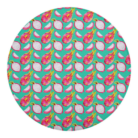 Hand Drawn Dragon Fruit Pattern Print Round Blanket