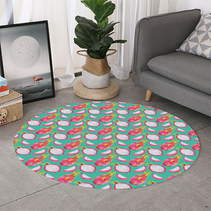 Hand Drawn Dragon Fruit Pattern Print Round Rug