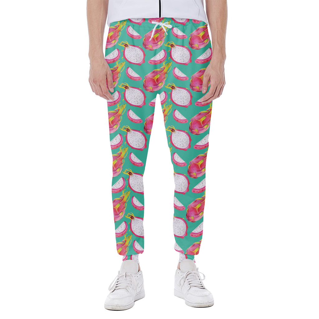 Hand Drawn Dragon Fruit Pattern Print Scuba Joggers