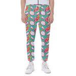 Hand Drawn Dragon Fruit Pattern Print Scuba Joggers