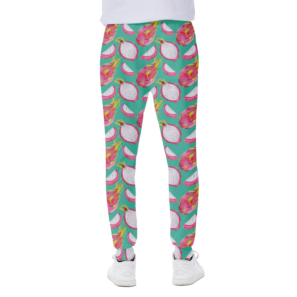 Hand Drawn Dragon Fruit Pattern Print Scuba Joggers