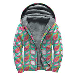 Hand Drawn Dragon Fruit Pattern Print Sherpa Lined Zip Up Hoodie