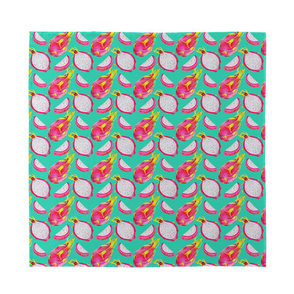 Hand Drawn Dragon Fruit Pattern Print Silk Bandana