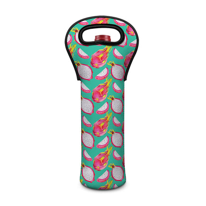 Hand Drawn Dragon Fruit Pattern Print Single Neoprene Wine Tote