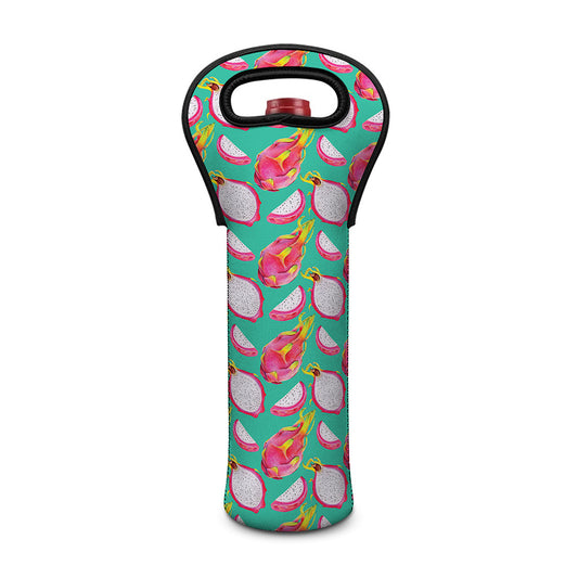 Hand Drawn Dragon Fruit Pattern Print Single Neoprene Wine Tote
