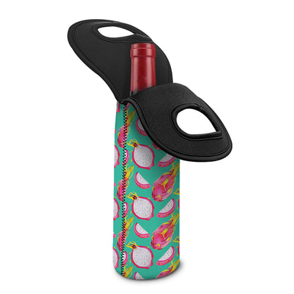 Hand Drawn Dragon Fruit Pattern Print Single Neoprene Wine Tote