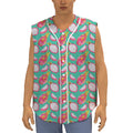 Hand Drawn Dragon Fruit Pattern Print Sleeveless Baseball Jersey
