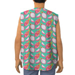 Hand Drawn Dragon Fruit Pattern Print Sleeveless Baseball Jersey
