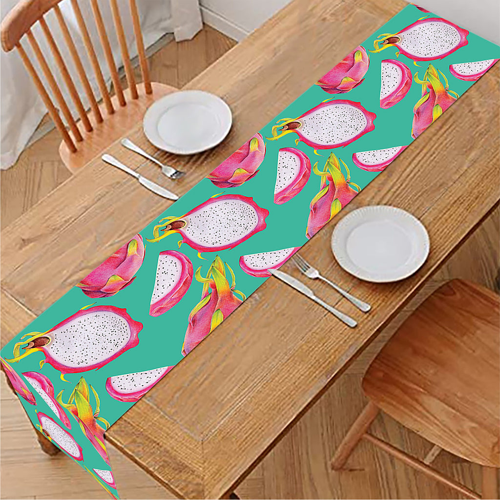 Hand Drawn Dragon Fruit Pattern Print Table Runner