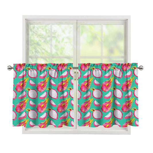 Hand Drawn Dragon Fruit Pattern Print Tier Curtains