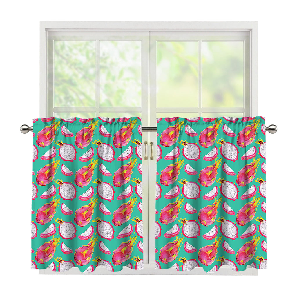 Hand Drawn Dragon Fruit Pattern Print Tier Curtains