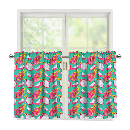 Hand Drawn Dragon Fruit Pattern Print Tier Curtains