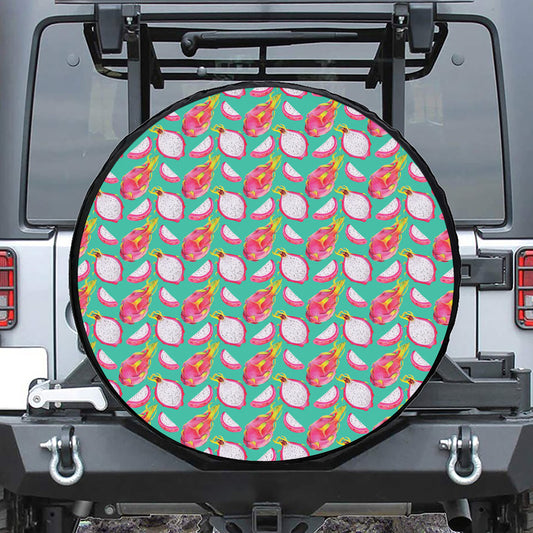 Hand Drawn Dragon Fruit Pattern Print Tire Cover