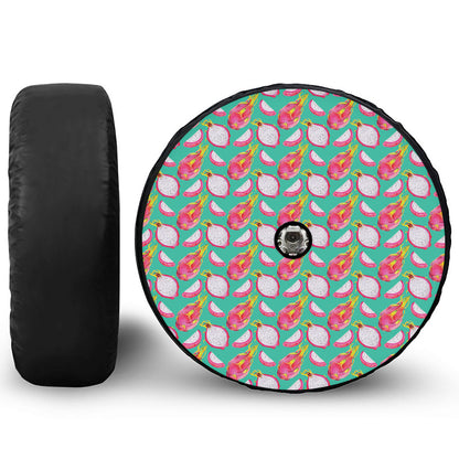 Hand Drawn Dragon Fruit Pattern Print Tire Cover With Camera Hole