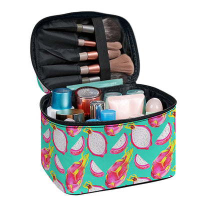 Hand Drawn Dragon Fruit Pattern Print Travel Makeup Bag