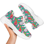 Hand Drawn Dragon Fruit Pattern Print White Chunky Shoes
