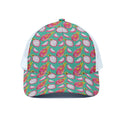 Hand Drawn Dragon Fruit Pattern Print White Mesh Trucker Hat