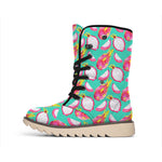 Hand Drawn Dragon Fruit Pattern Print Winter Boots