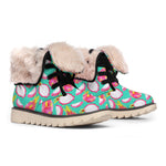 Hand Drawn Dragon Fruit Pattern Print Winter Boots
