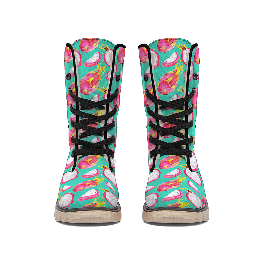 Hand Drawn Dragon Fruit Pattern Print Winter Boots