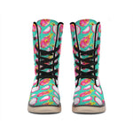 Hand Drawn Dragon Fruit Pattern Print Winter Boots