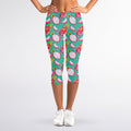 Hand Drawn Dragon Fruit Pattern Print Women's Capri Leggings