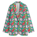 Hand Drawn Dragon Fruit Pattern Print Women's Cotton Blazer