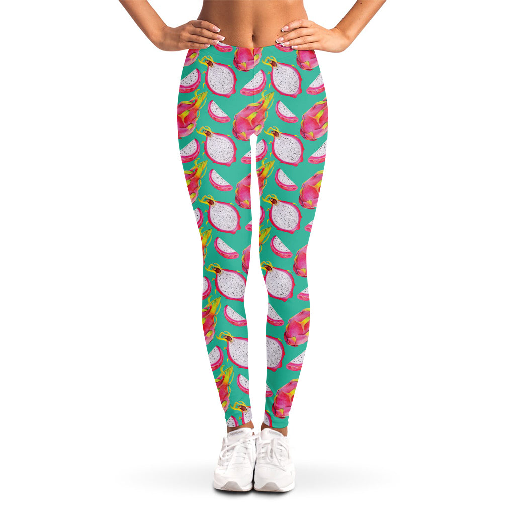 Hand Drawn Dragon Fruit Pattern Print Women's Leggings