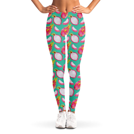 Hand Drawn Dragon Fruit Pattern Print Women's Leggings