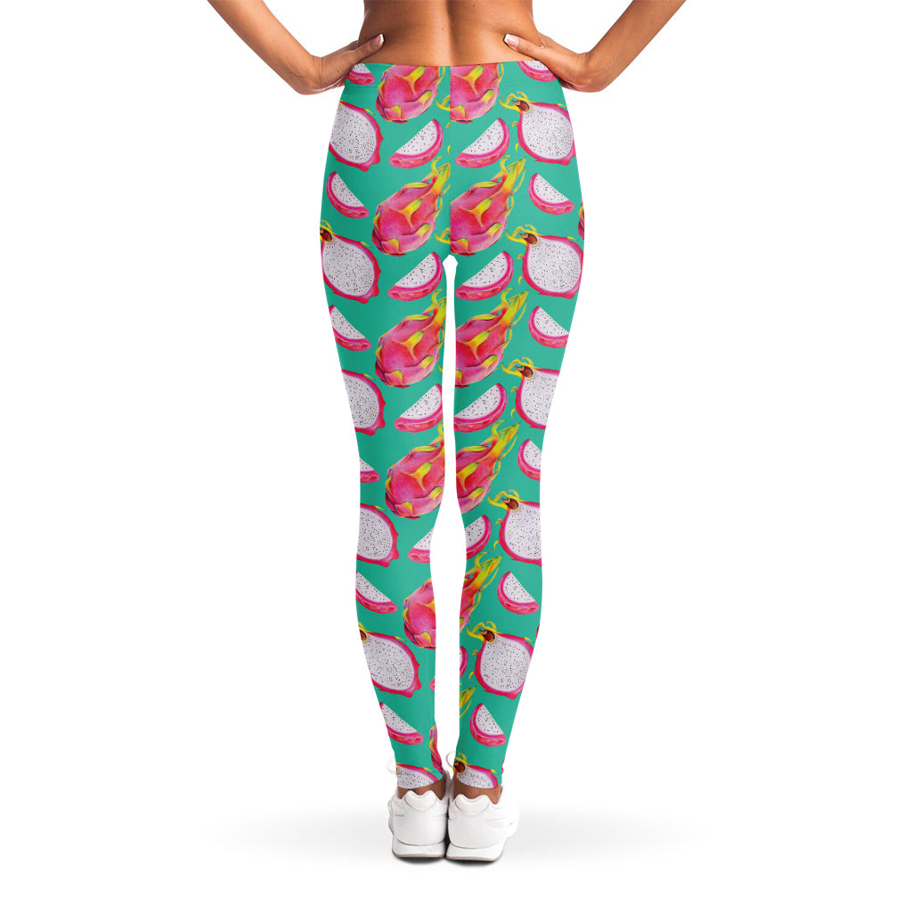 Hand Drawn Dragon Fruit Pattern Print Women's Leggings